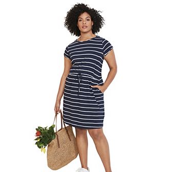 ellos Plus Size Knit Drawstring Dress