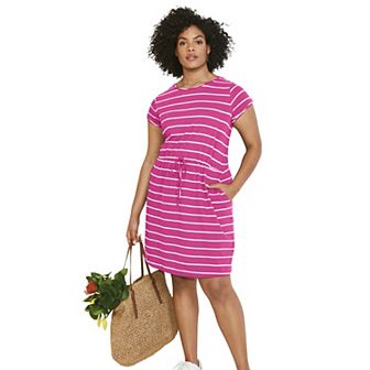 ellos Plus Size Knit Drawstring Dress