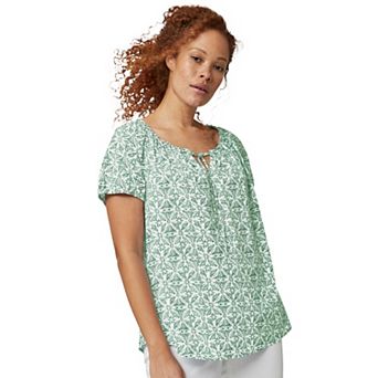 ellos Plus Size Keyhole Neckline Peasant Blouse