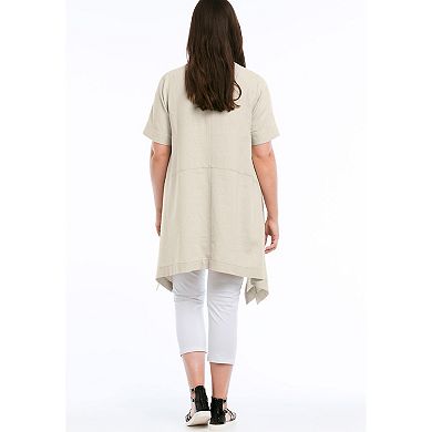 ellos Plus Size Linen-Blend Hanky Hem Tunic