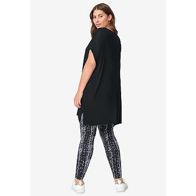 Ellos Plus Size Stretch Knit Scoop Neck Oversized Tunic