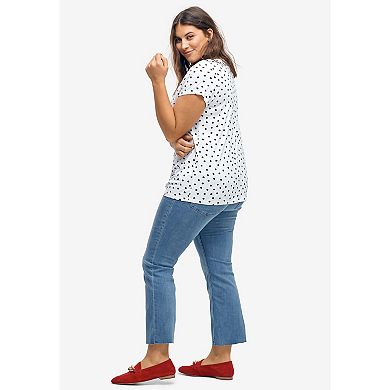 ellos Plus Size Printed Cap Sleeve Tee