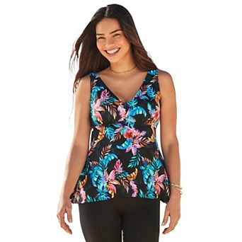 Swim 365 Women's Plus Size Flowy Tankini Top