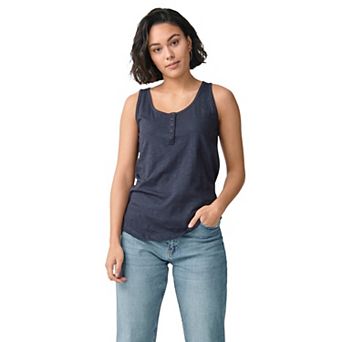 ellos Plus Size Knit Henley Tank