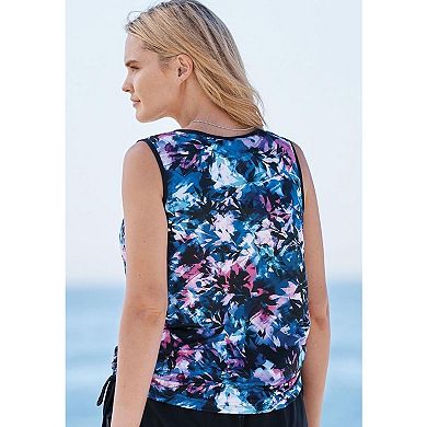 Swim 365 Women's Plus Size Chlorine Resistant Swim Tank Coverup With Side Ties