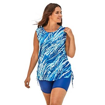 Swim 365 Women's Plus Size Chlorine Resistant Swim Tank Coverup With Side Ties
