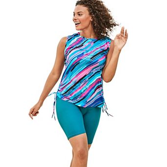 Swim 365 Women's Plus Size Chlorine Resistant Swim Tank Coverup With Side Ties