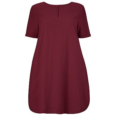ellos Plus Size Linen-Blend A-Line Dress