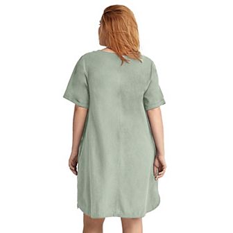 ellos Plus Size Linen-Blend A-Line Dress
