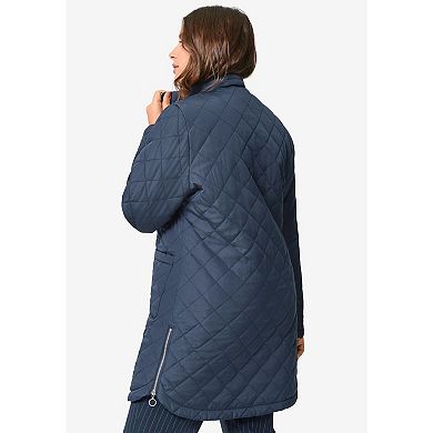 ellos Plus Size Quilted Zip Jacket