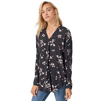 ellos Plus Size Notch V-Neck Tunic