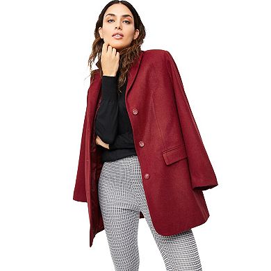 ellos Plus Size Long Wool Blend Blazer