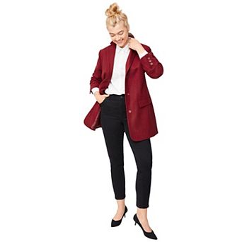 ellos Plus Size Long Wool Blend Blazer