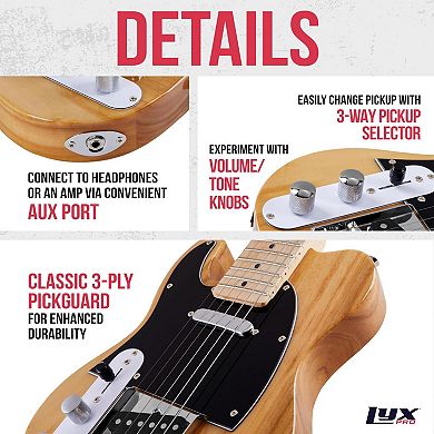Lyxpro 30” Left Handed Electric Guitar Tl Series, Solid Body Guitar With 3-way Switch
