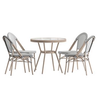 Merrick Lane Bistro Set With Textilene Pattern & Metal Frame