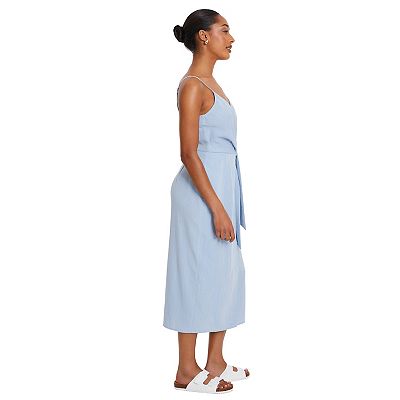 Quiz Women's Linen Wrap Strappy Midi Dress