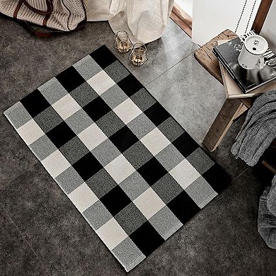 Marcielo Cotton Plaid Rugs Outdoor Mats 23.5 by 35.4 Inches