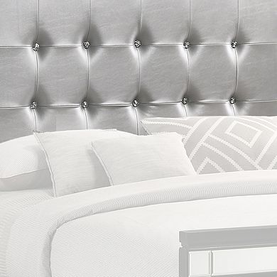 Faux Crystal Tufted Fabric Headboard With Led Trim