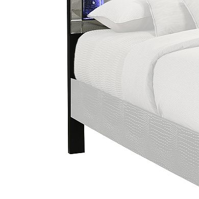 Faux Crystal Tufted Fabric Headboard With Led Trim