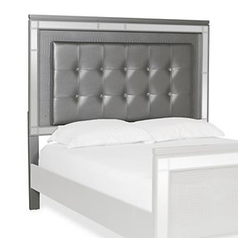 Faux Crystal Tufted Fabric Headboard With Led Trim