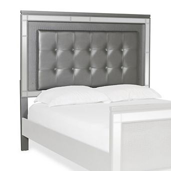 Faux Crystal Tufted Fabric Headboard With Led Trim