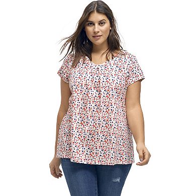 ellos Women's Plus Size Twisted V-Neck Tee