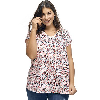 Ellos Plus Size Twisted V-Neck Tee