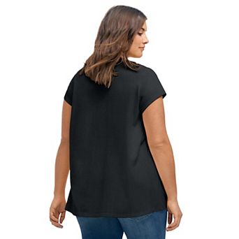 ellos Plus Size Twisted V-Neck Tee