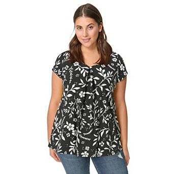 Ellos Plus Size Twisted V-Neck Tee