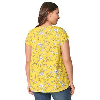 ellos Plus Size Twisted V-Neck Tee