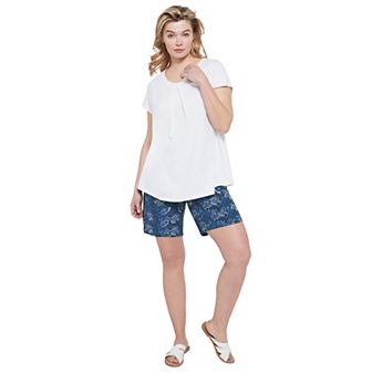 ellos Plus Size Twisted V-Neck Tee