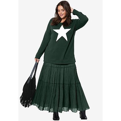 ellos Plus Size Star Applique Sweater