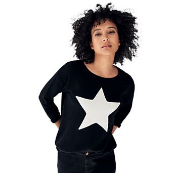 ellos Plus Size Star Applique Sweater
