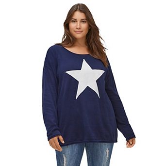 ellos Plus Size Star Applique Sweater
