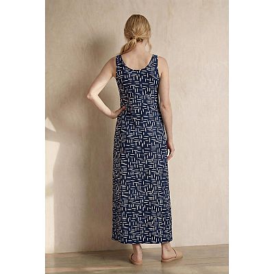 ellos Plus Size Cotton Spandex Scoop Neck Sleeveless A Line Maxi Dress