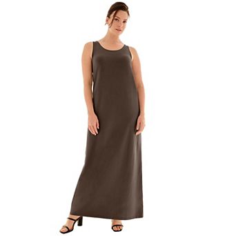 Ellos Plus Size Cotton Spandex Scoop Neck Sleeveless A-Line Maxi Dress