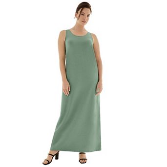 Ellos Plus Size Cotton Spandex Scoop Neck Sleeveless A-Line Maxi Dress