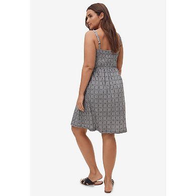 ellos Plus Size Smocked Bodice Tank Dress