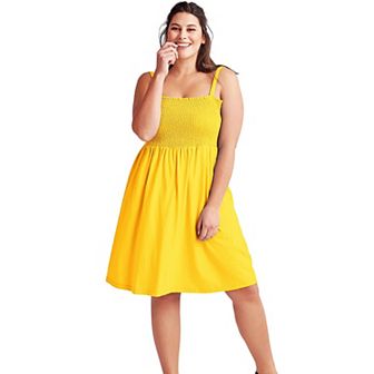 ellos Plus Size Smocked Bodice Tank Dress