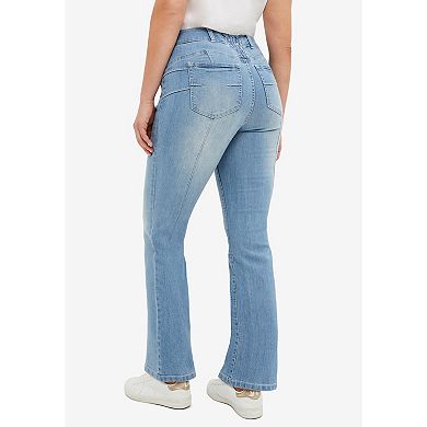 ellos Plus Size Back Elastic Bootcut Jeans