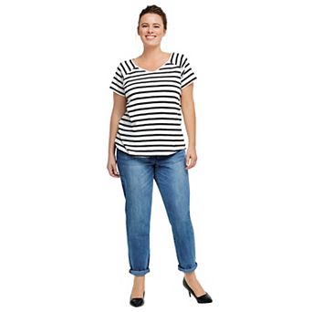 ellos Plus Size Rounded V-Neck Tee