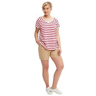 ellos Plus Size Rounded V-Neck Tee