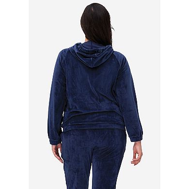 ellos Plus Size Velour Hooded Sweatshirt