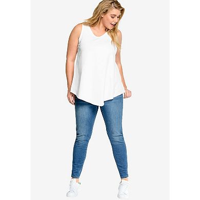 Ellos Plus Size V-Neck Pointed Front Tank