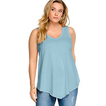 Ellos Plus Size V-Neck Pointed Front Tank