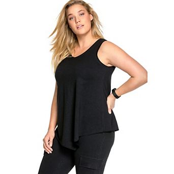ellos Plus Size V-Neck Pointed Front Tank