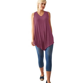 Ellos Plus Size V-Neck Pointed Front Tank