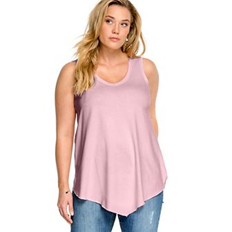 ellos Plus Size V-Neck Pointed Front Tank