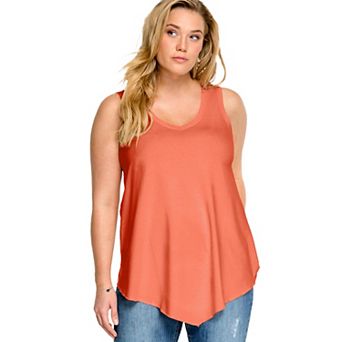 Ellos Plus Size V-Neck Pointed Front Tank