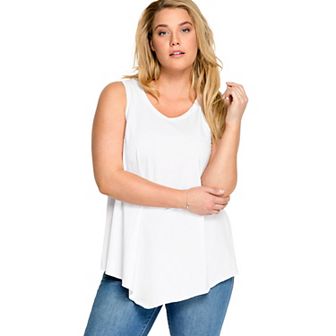 ellos Plus Size V-Neck Pointed Front Tank
